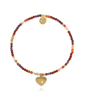 Bransoletka z granatami i zawieszką serca BTW3530