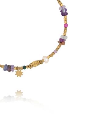 Bransoletka z fluorytami pozłacana BEA0083