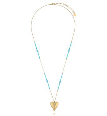 Naszyjnik z turkusu z pozłacanym sercem NPA1584