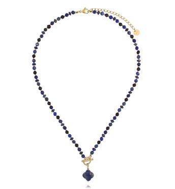 Naszyjnik z lapisu lazuli i sodalitu z zawieszką koniczynki NPA1622