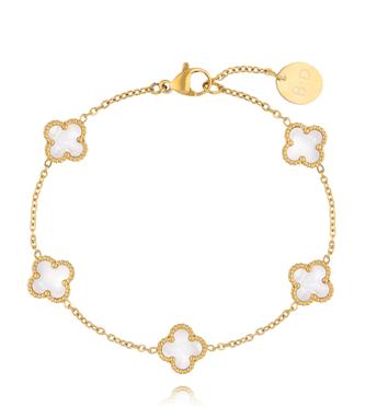 Bransoletka z białymi koniczynkami Clovers BSY0094