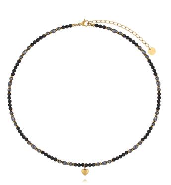 Naszyjnik z hematytami i sercem NTW1663