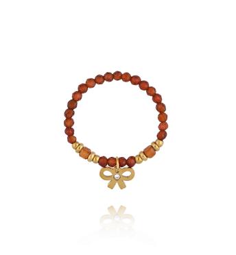 Pierścionek z granatami i kokardką PTW0558