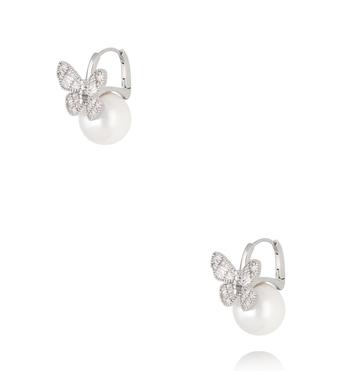 Kolczyki srebrne z perłami i motylkami KSS2175