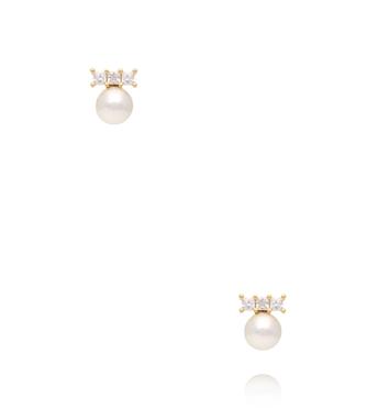 Zestaw złoconych kolczyków – perełki i cyrkonie KMB0025