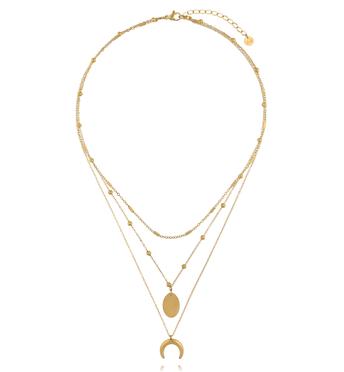 Naszyjnik warstwowy z zawieszką księżyca i medalionem NSY0797