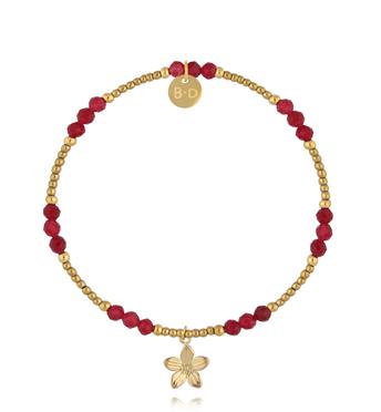 Bransoletka z jadeitu i zawieszką kwiatuszka BTW3529