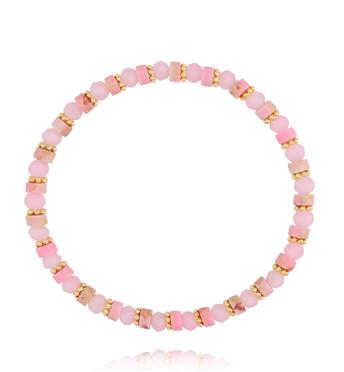 Bransoletka z różowego jaspisu i szklanych koralików BTW3617