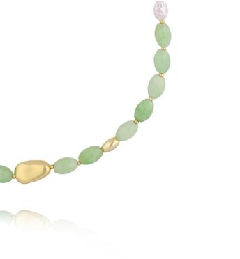 Naszyjnik z perełkami i zielonym kamieniem NSC0633