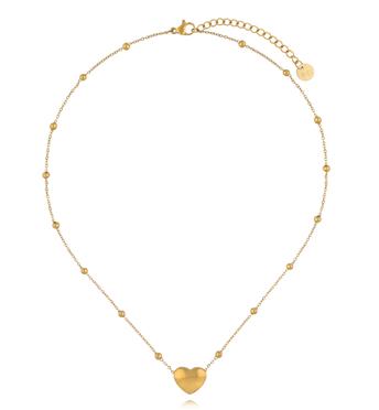 Naszyjnik z sercem i kuleczkami w kolorze złota NSY0916