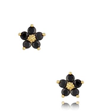 Kolczyki czarne kwiatki Instyle KSS1185