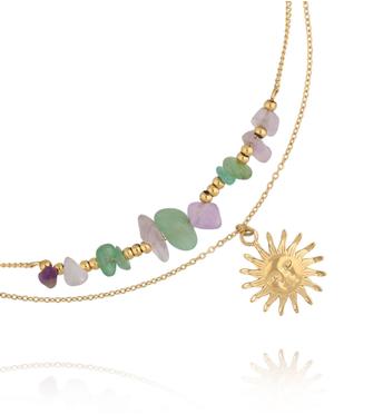 Naszyjnik z ametystami i słońcem NPA1359
