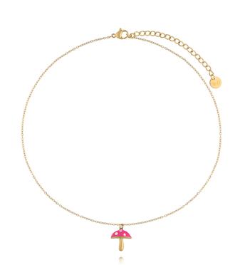 Naszyjnik dla dziewczynki z zawieszką różowego muchomorka NSY0811