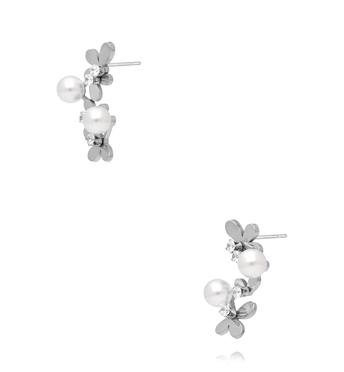 Kolczyki  z kwiatuszkami i perełkami srebrne KSY0692