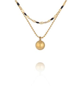 Naszyjnik warstwowy z czarnymi detalami i złotą zawieszką NSY0912