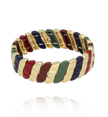 Bransoletka bordowo zielono granatowa ze złotem BCR0061