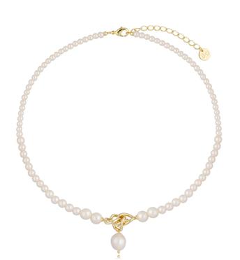 Naszyjnik perłowy ze złotym węzłem Hestia NPE0157