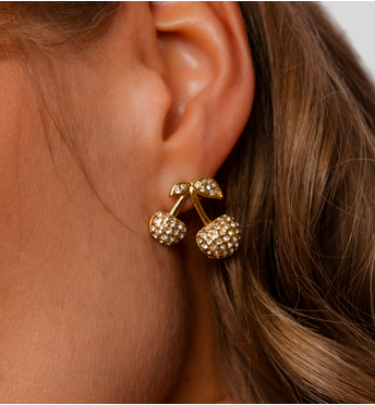 Kolczyki z wiśniami i cyrkoniami złote KSY0378