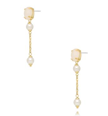 Kolczyki wiszące z perłami i złotym łańcuszkiem KSS2213