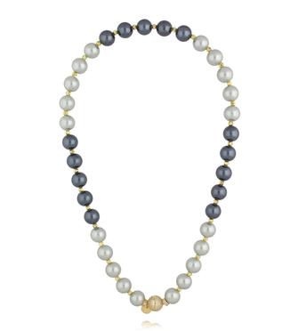 Naszyjnik z pereł w odcieniach szarości i złota NPE0358