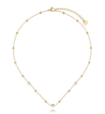 Naszyjnik złoty ze stali szlachetnej z kuleczkami i cyrkoniami NSY0893