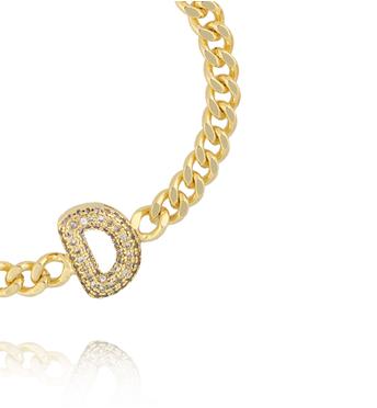 Bransoletka złota z literą D z cyrkoniami BSS0247