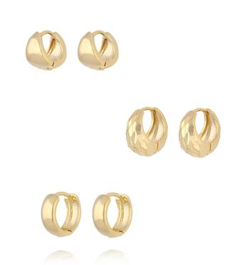Zestaw kolczyków kółek w złotym wykończeniu KLU0168