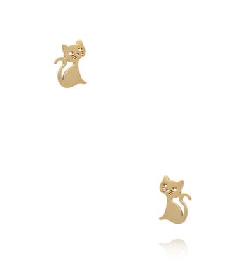 Kolczyki wkrętki w kształcie kotka złote KSY0627