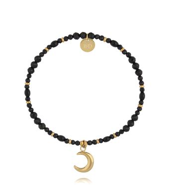 Bransoletka z czarnego turmalinu z zawieszką księżyca BTW3683