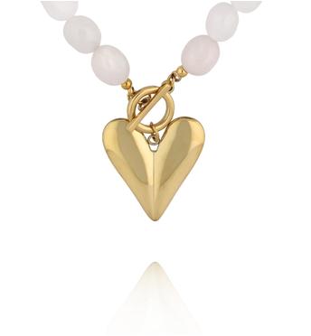 Naszyjnik z białego jadeitu z zawieszką w kształcie serca NPA1600