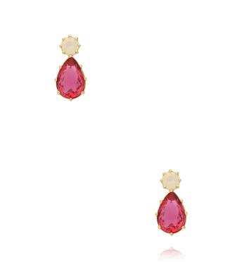 Kolczyki z różowym kryształkiem KSS2099