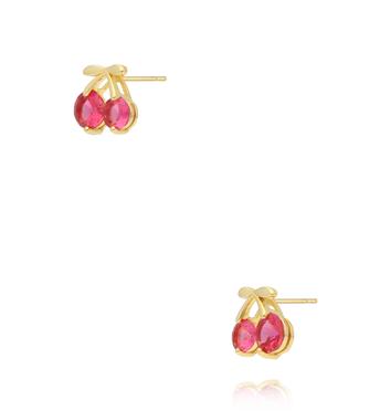 Kolczyki wiszące w kształcie wiśni z czerwonymi cyrkoniami KSS2258