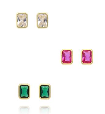 Zestaw kolczyków pozłacanych z kolorowymi cyrkoniami KLT0025