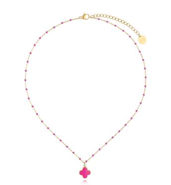 Naszyjnik z fuksjową koniczynką Pequeño Trébol NSY0177