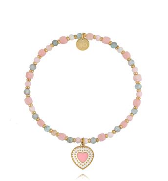 Bransoletka pastelowa z serduszkiem BTW3695