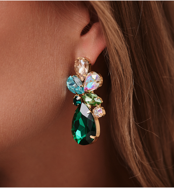 Kolczyki złote z zielonymi cyrkoniami KSS2150