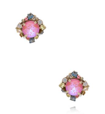 Kolczyki z różowym kryształem i pastelowymi akcentami KLU0158