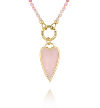 Naszyjnik z rodonitami, jadeitami i ametystami z sercem NSC0669