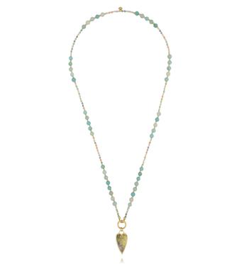 Naszyjnik zielony z amazonitami i sercem NSC0672