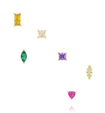 Zestaw kolczyków pozłacanych z kolorowymi cyrkoniami KLT0027