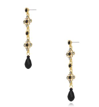 Kolczyki wiszące z czarnymi kryształami KSS2123