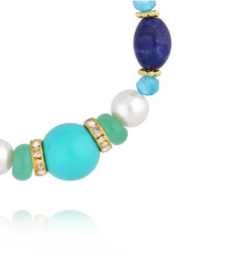 Bransoletka z lapisem, turkusem i zielonymi akcentami BSC2307