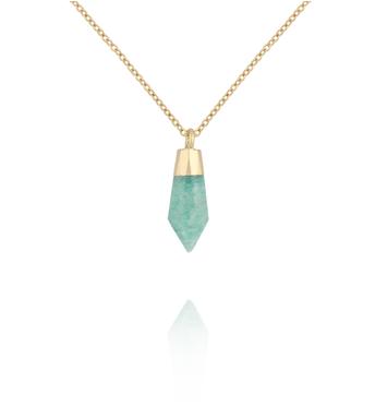 Naszyjnik z amazonitem w złotej oprawie NEA0107