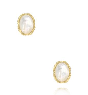 Kolczyki z masą perłową w złotej ozdobnej oprawie KSS2222