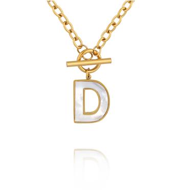 Naszyjnik z literą D i zapięciem toggle NSY0860
