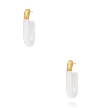 Kolczyki emaliowane białe owalne KSY0499