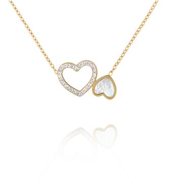 Naszyjnik z podwójnym sercem i cyrkoniami NSY0878