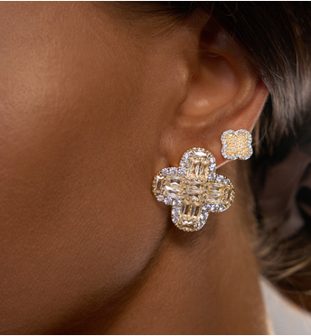 Kolczyki złote z kryształową koniczynką Cristal Clover KSS1757