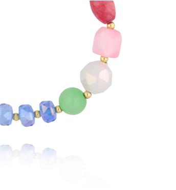 Bransoletka z różowym rodonitem, zielonym kocim okiem i akrylowymi koralikami BSC2384