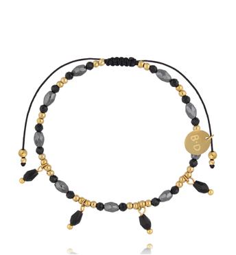 Bransoletka z hematytami na czarnym sznurku BMT0326